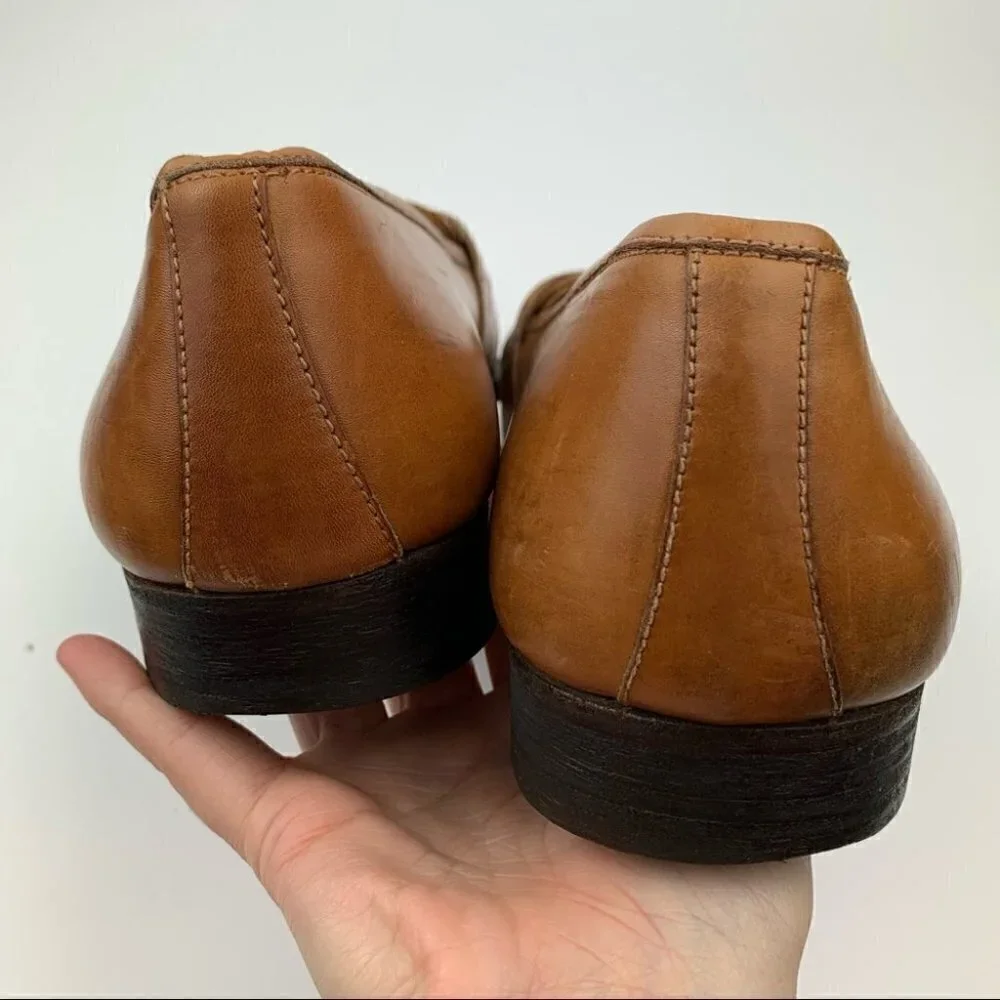 Polo size 11 D cognac Italian leather vintage 80s